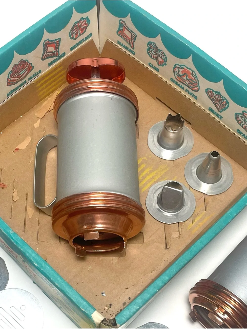 Vintage Mirro Cooky Pastry Kit M-0358-22 Two Barrels Copper Aluminum 45-Pc Lot